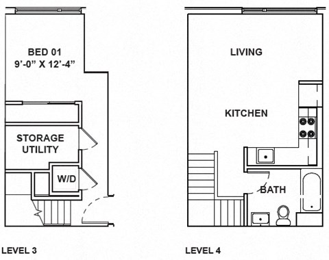 Floor plan for 1 bed, 1 bath, 669 sqft